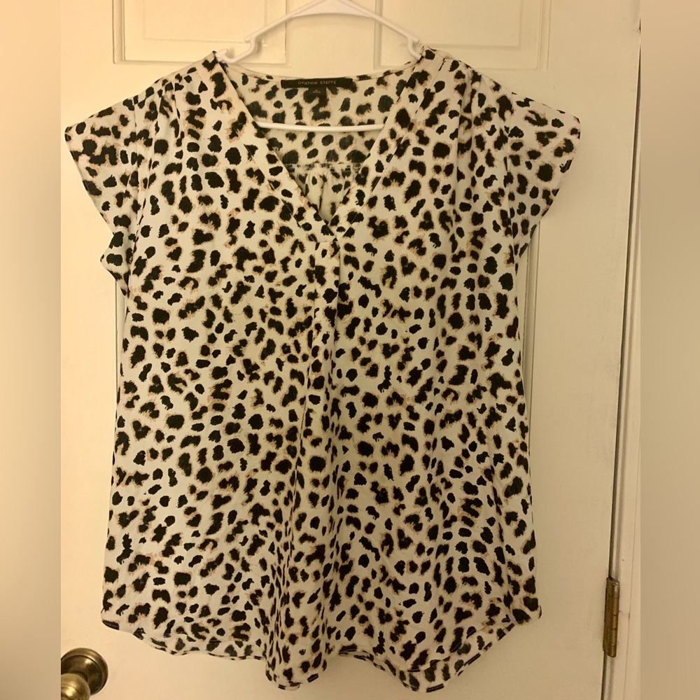 Cynthia Steffe Leopard Print Oversized Tunic Blouse